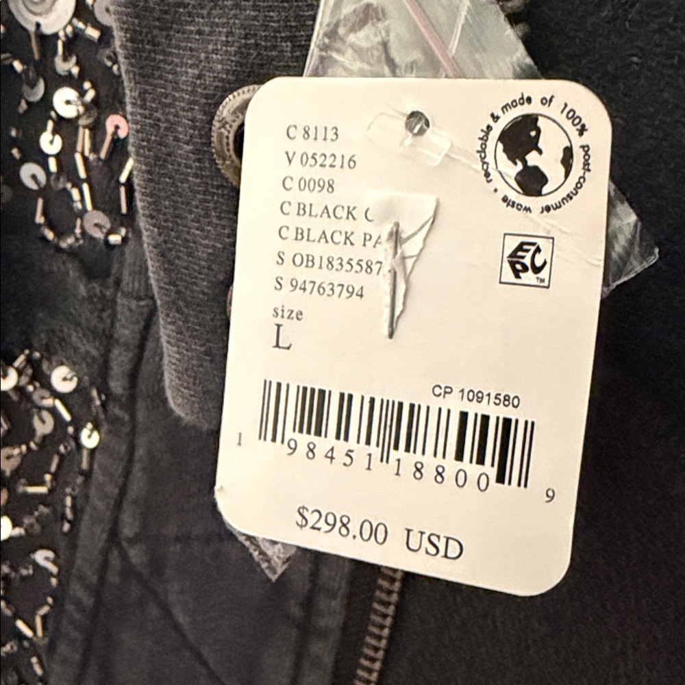 NWT FREE PEOPLE SPARKLE SWEATSHIRT IN BLACK COMBO 🔥🔥🔥 - Picture 5 of 5